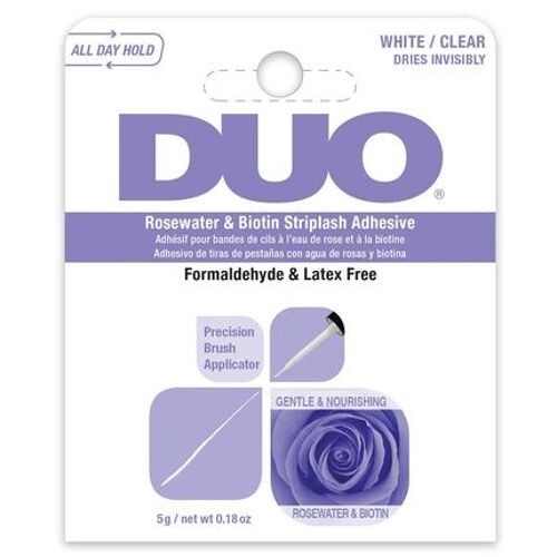 Duo Adhésif Pour Cils À L'eau De Rose Et À La Biotine, Blanc/Clair, 5 G 