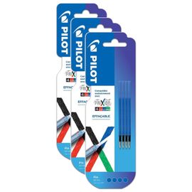 Pilot Lot De 3 Packs 4 Recharges Frixion Ball 4 Couleurs - Encre Gel Effaçable - Pointe Fine Bleu