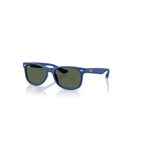 Ray-Ban New Wayfarer Kids Lunettes De Soleil Monture Caoutchouc Bleu Verres Vert 47-15