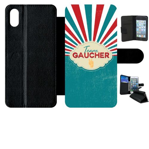 Etui A Rabat - Team Gauchers - Compatible Avec Apple Iphone Xs Max - Simili-Cuir - Bord Noir