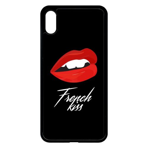 Coque Pour Smartphone - French Kiss Bouche - Compatible Avec Apple Iphone Xs Max - Plastique - Bord Noir