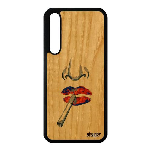 Coque En Bois P20 Pro Silicone Portrait Levre Jaune Antichoc Dessin Etui Huawei P20 Pro