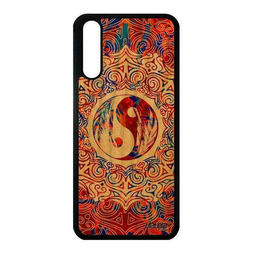 Coque bois silicone P20 Yin et Yang bien & mal Orange chine personnalisé Huawei P20