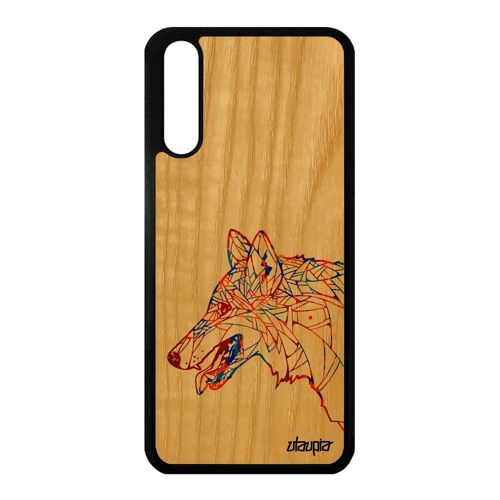 Coque Bois Pour P20 Silicone Loup Homme Azteque Multicolore Mechant Chien Huawei P20
