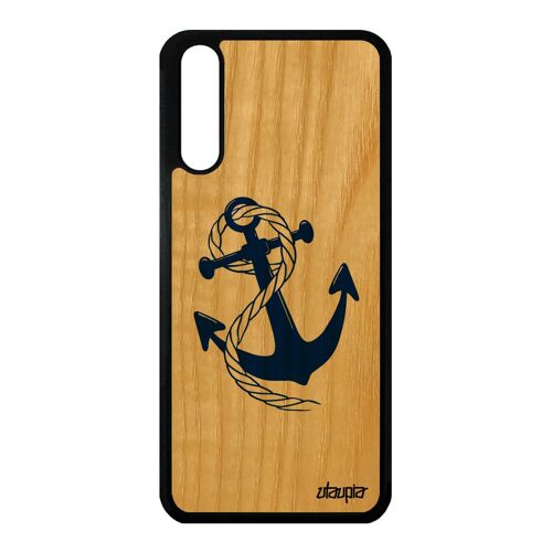 Coque Silicone P20 Bois Ancre Marine De Bateau Housse Rayé Made In France Huawei P20