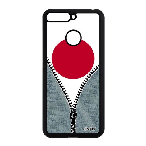Coque Honor 7A silicone drapeau japon japonais noir coupe du monde rigide jeans