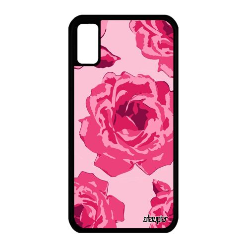Coque pour iPhone XS silicone rose fleur nature tatoo floral personnalisé iPhone XS
