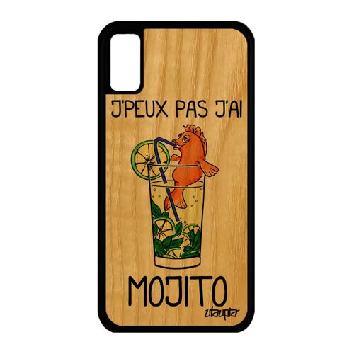 Coque En Bois Pour Iphone Xs Silicone Humour J'peux Pas J'ai Mojito Apero