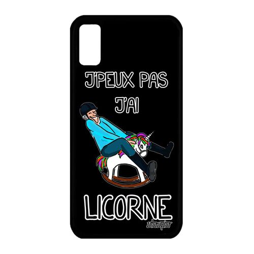 Coque iPhone XS silicone j'peux pas j'ai licorne Noir de protection bumper