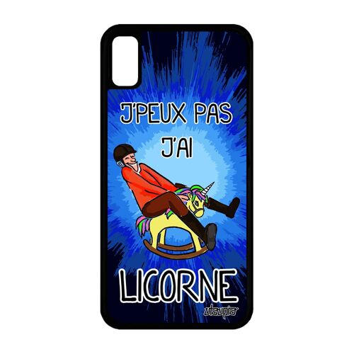 Coque silicone iPhone XR j'peux pas j'ai licorne bumper Bleu drole noir de iPhone XR
