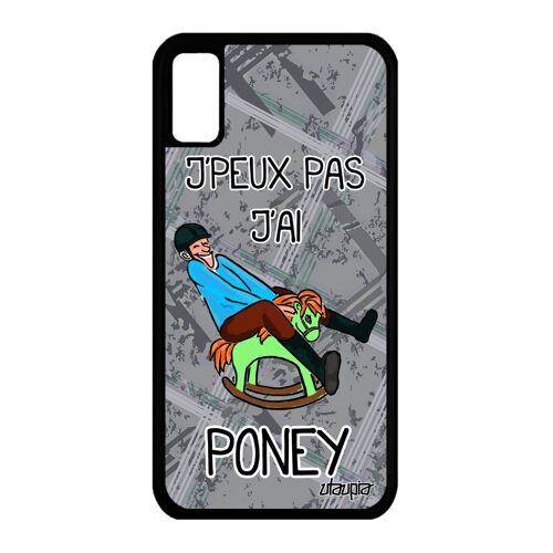 Coque silicone iPhone XS j'peux pas j'ai poney noir etui aqua telephone de iPhone XS
