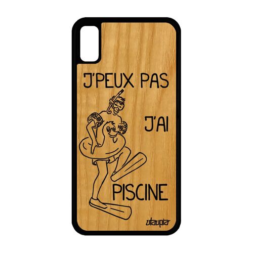 Coque Bois Iphone Xr Silicone J'peux Pas J'ai Piscine Antichoc Portable De