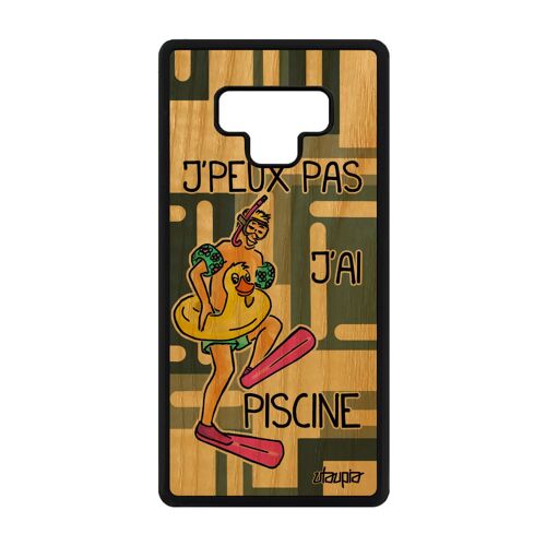 Coque Note 9 bois silicone j'peux pas j'ai piscine noir humour de Samsung Galaxy Note 9