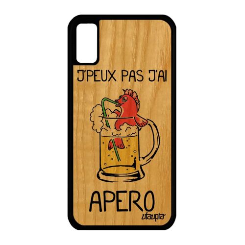 Coque Silicone Iphone Xs Bois J'peux Pas J'ai Apero Souple Telephone Rouge