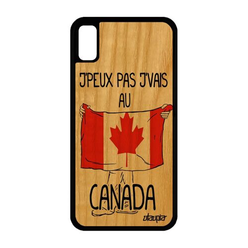Coque Silicone Iphone Xr En Bois J'peux Pas J'vais Au Canada Case 4g De