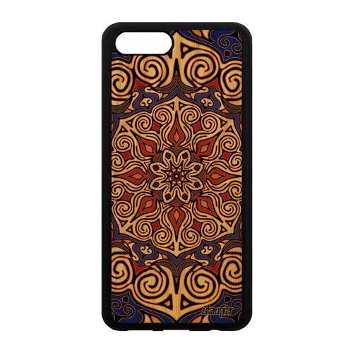 Coque Pour Honor View 10 V10 Bois Silicone Mandala Indien Gel Bleu Fantaisie De