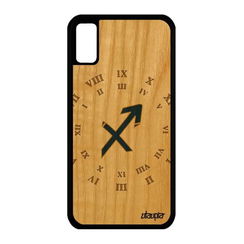 Coque Iphone Xs En Bois Silicone Signe Sagittaire Homme Galaxie Bleu Cover