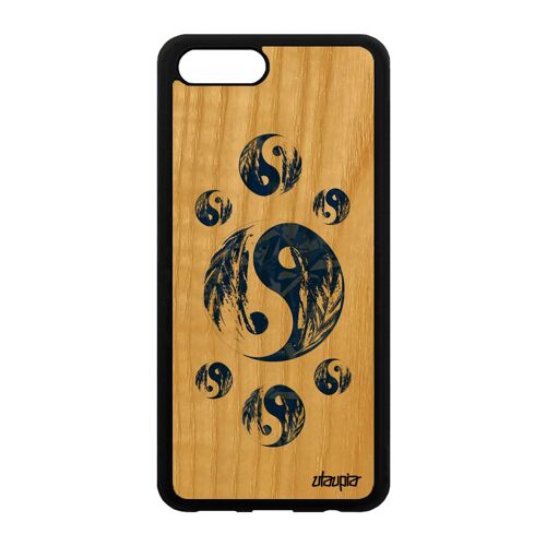 Coque Yin et Yang pour Honor View 10 V10 en bois silicone ying noir japon image