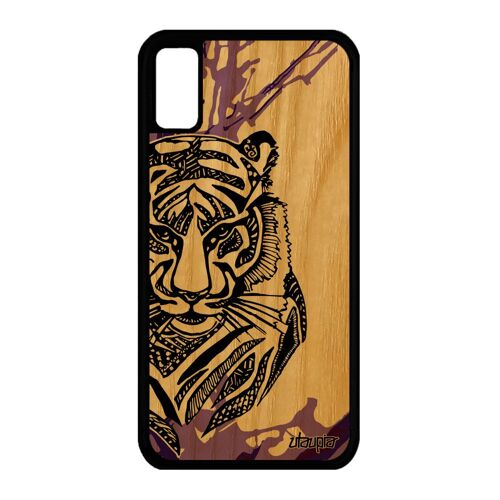 Coque Iphone Xs En Bois Silicone Tigre Mobile Jolie Telephone Femme Housse Iphone Xs