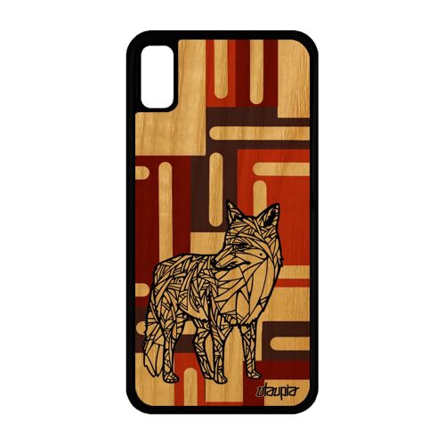 Coque Silicone Iphone Xr En Bois Renard Tribal Roux Azteque Couleur Housse