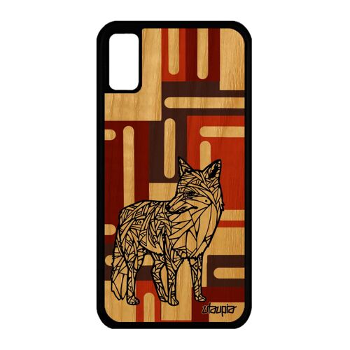 Coque Renard Iphone Xs Bois Silicone Smartphone Azteque Geometrique Noir A