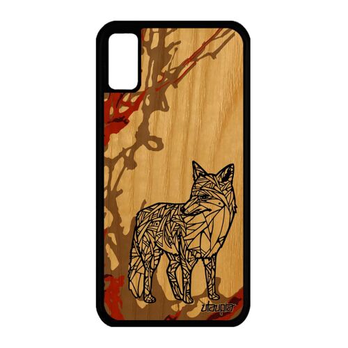Coque Iphone Xs Bois Silicone Renard Unique 4g De Protection Tpu Art Jolie