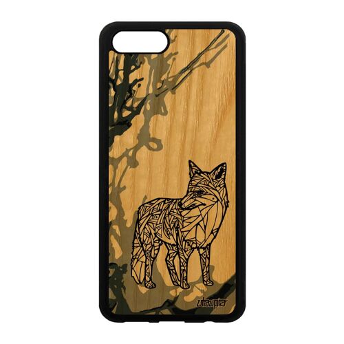 Coque Pour Honor View 10 V10 Bois Silicone Renard Animaux Tatouage Azteque Etui