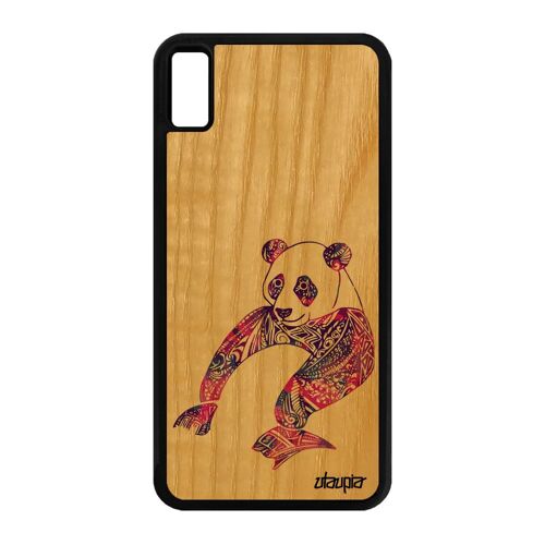 Coque Bois Iphone Xs Max Silicone Panda Smartphone Animaux Couleur Naturel Iphone Xs Max