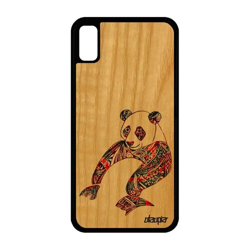 Coque Panda Iphone Xr En Bois Silicone Tribal Dessin Ours Made In France Iphone Xr