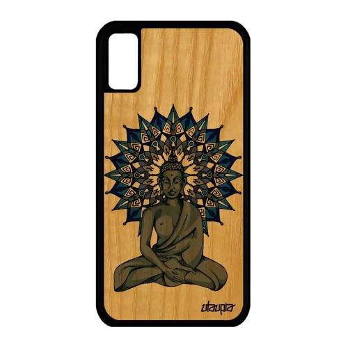Coque Iphone Xs En Bois Silicone Bouddha Zen Femme Nepal Rosace Bouddhisme
