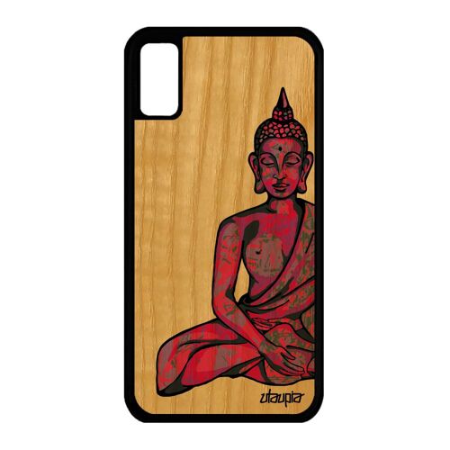 Coque Bouddha Iphone Xs Bois Silicone Portable Cadeau D'anniversaire Image