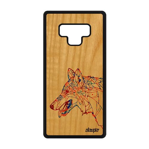 Coque bois Samsung Note 9 silicone loup pastel mechant Bleu animaux a Samsung Galaxy Note 9