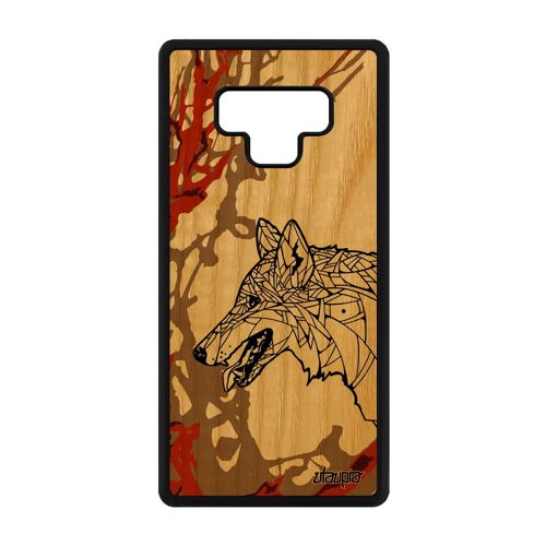 Coque bois pour Note 9 silicone loup azteque tribal Marron homme Samsung Galaxy Note 9