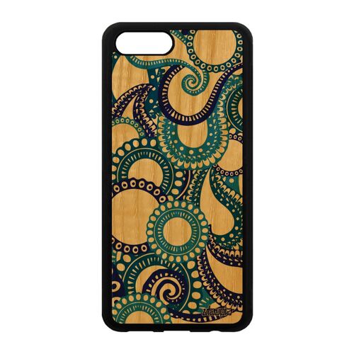 Coque silicone pour Honor View 10 V10 en bois motif cachemire Bleu coloré indien