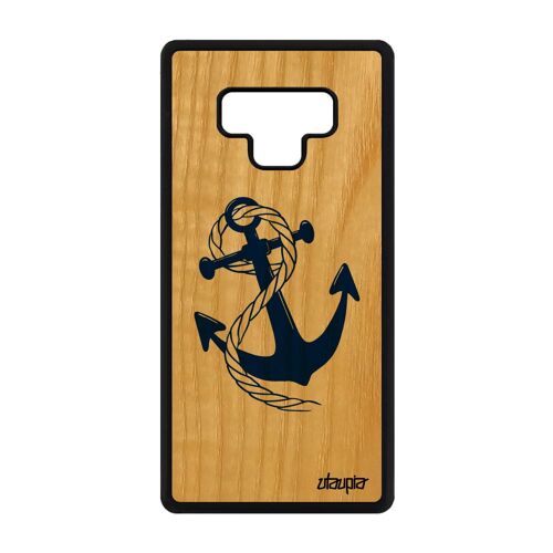 Coque En Bois Note 9 Silicone Ancre De Protection Telephone Bleu Samsung Galaxy Note 9