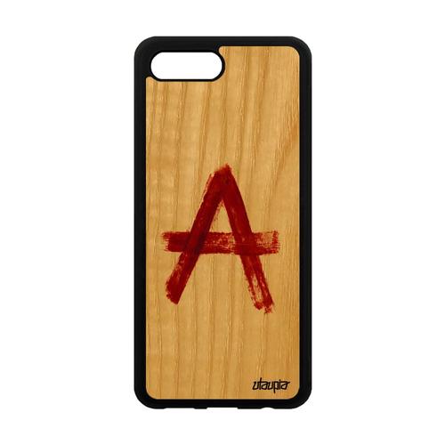 Coque Honor 10 bois silicone anarchie realiste symbole Rouge de protection graff