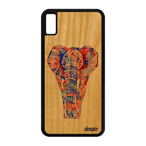 Coque Bois Antichoc Iphone Xs Max Silicone Elephant Ethnique Bleu Housse A Iphone Xs Max