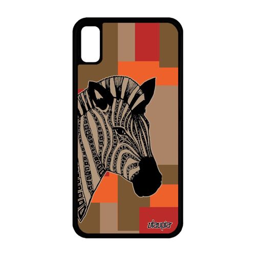 Coque zebre iPhone XR silicone animaux azteque dessin noir et blanc cube a