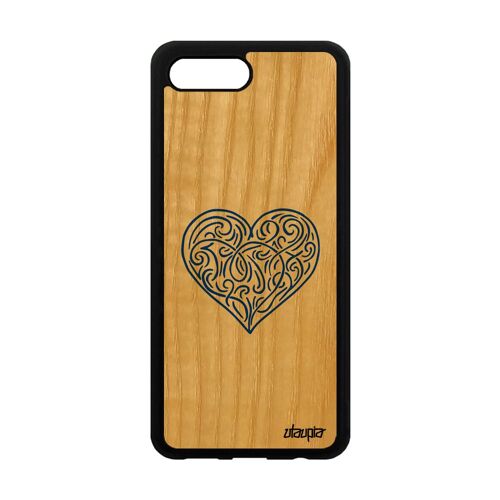Coque Honor 10 Bois Silicone CUr Love Dessin Antichoc Cadeau Saint Valentin De