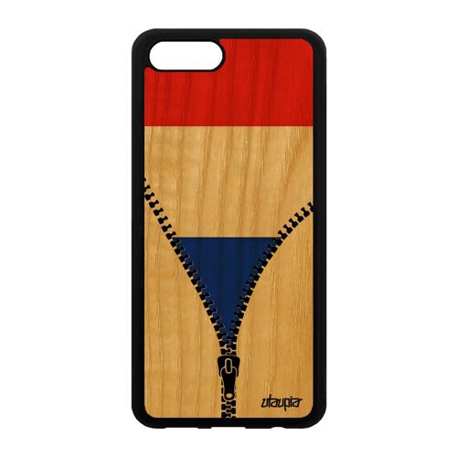Coque Drapeau France Français Honor View 10 V10 Bois Silicone Antichoc Basket De