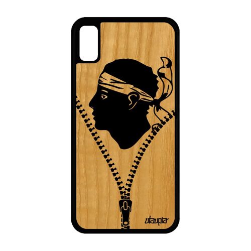 Coque De Protection Iphone Xr En Bois Et Silicone Drapeau Corse Smartphone