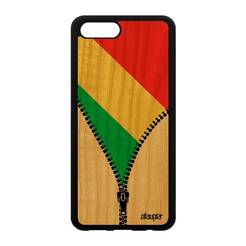 Coque Bois Silicone Honor View 10 V10 Drapeau Congo Brazzaville Congolais Mobile