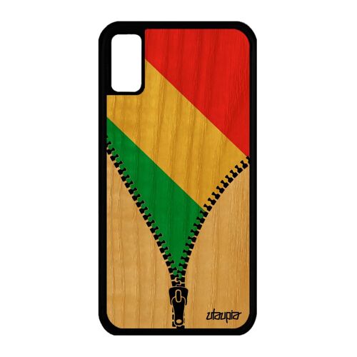 Coque Iphone Xs En Bois Silicone Drapeau Congo Brazzaville Congolais Foot Iphone Xs