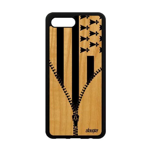 Coque Bois Veritable Drapeau Bretagne Breton Pour Honor 10 Silicone Etui Bumper