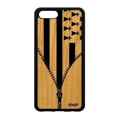Coque Pour Honor View 10 V10 Bois Silicone Drapeau Bretagne Breton Gwenn Ha Du A