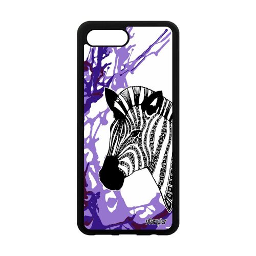 Coque Honor 10 silicone zebre dessin ethnique afrique tribal art noir et blanc a