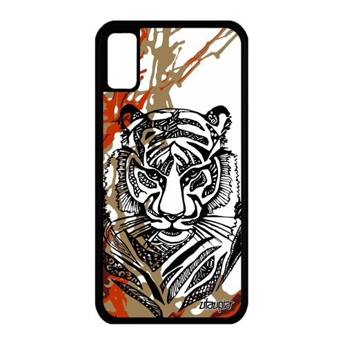 Coque Silicone Tigre Pour Iphone Xs Homme Art Couleur Fauve Ethnique Etui