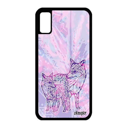 Coque Iphone Xs Silicone Renard Multicolore Rigide Azteque Tribal Bebe