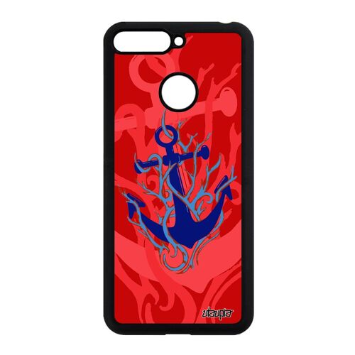 Coque Ancre Pour Honor 7a Silicone Rouge Artistique Marine Personnalisé Femme En