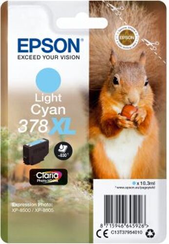 Epson 378XL - 10.3 ml - XL - cyan clair - original - emballage coque avec alarme radioélectrique/ acoustique - cartouche d'encre - pour Expression Home XP-8605, XP-8606; Expression Photo XP-8500 Small-in-One, XP-8700